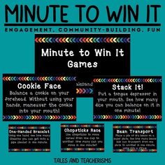 an advertisement for the minute to win it game, with instructions on how to use it