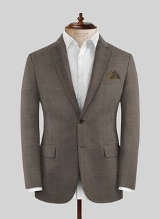 Revamp your wardrobe with our Napolean Ariel Nailhead Dark Brown Wool Suit, meticulously tailored from a blend of wool. Featuring a refined solid pattern and a deep brown hue, this ensemble radiates sophistication and class. Its soft texture ensures comfort and warmth, while infusing an air of opulence into your look. Versatile yet stylish, it's suitable for various occasions, be it late-night gatherings or formal meetings.   Look Includes   Napolean Ariel Nailhead Dark Brown Wool Fabric  Two Button Jacket Style  Notch Lapel  Horn Brown Buttons  Single Vent  Three Cuff Buttons  Two Welted Back Pockets on Trousers   Click 'Customize Now' to modify the look if needed.  Lining: Viscose, Dry Clean, Pants can be lightly washed. Brown Single Button Long Sleeve Suit, Elegant Brown Tweed Jacket For Business, Elegant Brown Tweed Jacket With Suit Collar, Elegant Brown Tweed Jacket For Office, Tailored Brown Suit With Long Sleeves, Elegant Tailored Brown Tweed Jacket, Elegant Brown Suits With Concealed Placket, Brown Tailored Tweed Jacket For Formal Occasions, Formal Fitted Brown Tweed Jacket