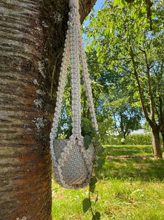 a bag hanging from the side of a tree