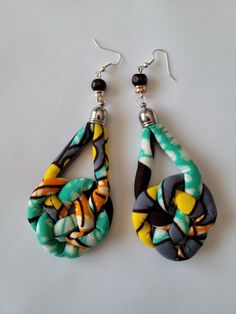 African Cloth Earrings Handmade Handmade Casual Hoop Earrings, Handmade Casual Hoop Earrings As Gift, Casual Handmade Hoop Earrings As Gift, Casual Handmade Yellow Earrings, Unique Handmade Teardrop Clip-on Earrings, Trendy Handmade Multicolor Plug Earrings, Trendy Multicolor Handmade Plug Earrings, Handmade Casual Dangle Earrings, Trendy Handmade Green Earrings