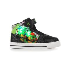 Sturdy mix of synthetic leather and textiles, Padded tongue for added comfort and support, Lace closure offers a secure fit, Cushioned footbed provides lasting comfort, Durable rubber outsole delivers flexible traction | Boys' Nickelodeon TMNT Lighted Mid-Top Sneakers in Black Size 7 - Toddler Adjustable Sneakers For Sports, Mid-top Synthetic Skate Shoes Fade-resistant, Adjustable Synthetic Sneakers For Sports, Scratch-resistant High-top Synthetic Sneakers, Non-slip Mid-top Synthetic Sneakers, Non-slip Secure Fit Synthetic Sneakers, Scratch-resistant Synthetic Sneakers With Secure Fit, Scratch-resistant Synthetic Skate Shoes For Sports, Slip-resistant Synthetic Skate Shoes With Round Toe