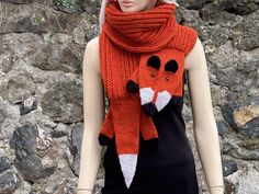 🔘Knit long fox scarf. Perfect gift for friends. ATTENTION! 🔘 If you purchase any combination of 3 items, including scarves, crochet jewelry, turbans, gloves, or hats, you can select an additional item from my shop as a complimentary gift. The chosen item should not exceed the value of 16.99 USD. Please refrain from completing the purchase for the selected free item. Instead, send the link or photo of your chosen item as a message to me. If you opt not to choose a free item, we will select an item for you and include it in your shipment. 🔘 Care Instructions: Hand wash gently in cool or lukewarm water and lay flat to dry.  🔘 Measurement: ~160 cm / 62" long ( Length on the  photo ) 🔘 Material: Acrylic yarn Fox Shawl, Fox Scarf Pattern, Knit Fox, Animal Scarf, Scarves Crochet, Fox Scarf, Fox Pendant Necklace, Fox Fur Scarf, The Chosen