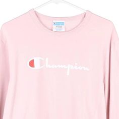 Description:Vintage pink Champion long sleeve t-shirt, fits medium.GENDER: womens CONDITION: very good.STYLE: long sleeve t-shirtERA: 1990sCOLOUR: pinkFABRIC: cotton Pink T-shirt For Fall Streetwear, Pink Long Sleeve Tops With Letter Print, Pink Long Sleeve Top With Letter Print, 90s Long Sleeve T-shirt For Spring, 90s Style Long Sleeve T-shirt For Spring, 90s Long Sleeve Tops With Logo Print, 90s Style Long Sleeve Top With Logo Print, Pink Long Sleeve T-shirt With Graphic Print, Pink Long Sleeve Sweatshirt With Graphic Print