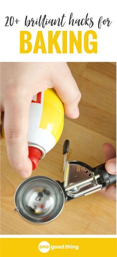 a person using a pair of pliers to fix a metal object with the words 20 brilliant hacks for baking on it