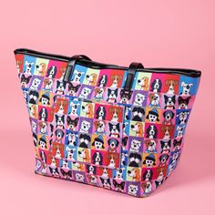 The everyday usability of canvas meets the colorful custom Pet Portrait design in this sweet carry-all! Patterned with a colorful grid of dogs and cats, this sizable bag is made with durable canvas and topped with the elevated touch of faux leather handles and trim. Complete with a zipper closure on the top, a zipper pocket inside, as well as two open pockets inside -- keeping your phone or cards easily accessible. Outer shell: 90% cotton & faux leather handles Lining: 100% polyester Zipper clos Multicolor Canvas Shoulder Bag With Zipper Closure, Casual Multicolor Cat Design Shoulder Bag, Casual Multicolor Shoulder Bag With Cat Design, Daily Use Multicolor Bags With Animal Design, Multicolor Cat Design Bags For Daily Use, Multicolor Cat Print Bags For Daily Use, Multicolor Cat Print Bags For Everyday Use, Multicolor Rectangular Bag With Cat Print, Multicolor Rectangular Bags With Cat Print