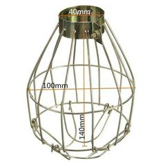 a metal cage is shown with measurements for the top and bottom part, as well as an