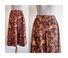 "Vintage Brown Animal Print Skirt - Fabric : 100% cotton - Nylon zipper on the side - Lined - Very good vintage condition Measurements : Waist : 25\" Hips : 40\" Total length : 27\" Our items are vintage clothing that will be cleaned so you can be confident in the quality. We carefully inspect each garment to make sure that you get the most accurate and informed description possible. We do our best to state any imperfections in the listing. If a flaw accidentally escapes our inspection, please l Fitted Brown Cotton Skirt, Brown Cotton Flowy Skirt, Flowy Cotton Brown Skirt, Brown Flowy Cotton Skirt, Fall Cotton Full Skirt, Fall Full Cotton Skirt, Brown Cotton Full Skirt, Vintage Cotton Brown Skirt, Brown Cotton Knee-length Skirt