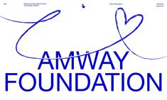 the amway foundation logo is shown in blue and white, with two hearts on it