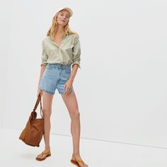 Women’s A-Line Denim Short | Everlane Short Cotton Denim Skirt For Work, Workwear Short Cotton Denim Skirt, Versatile Medium Wash Bottoms For Day Out, Versatile Everyday Shorts, Modern Jeans For Everyday Summer Wear, Chic Cutoff Denim Skirt, Medium Wash Cotton Jean Shorts For Everyday, Chic Light Wash Relaxed Fit Jean Shorts, Spring High-rise Relaxed Fit Denim Skirt