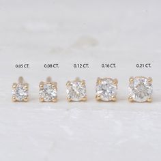 Diamond Earrings, 14K Gold Diamond Stud Earrings, Prong Setting Diamond Studs, Genuine Diamond Stud Earrings, Valentines Day Gift Natural Diamond : 0.10 F/ SI CT. (2 piece) Natural Diamond : 0.16 F/ SI CT. (2 piece) Natural Diamond : 0.24 F/ SI CT. (2 piece) Natural Diamond : 0.32 F/ SI CT. (2 piece) Natural Diamond : 0.42 F/ SI CT. (2 piece) Solid Gold 14 K Product Code: MR0011465 (Total information for pair earrings) Since we use natural gemstones, the color of the stone may differ. All of our