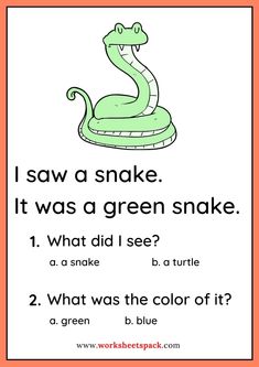 a green snake with the words i saw a snake, it was a green snake