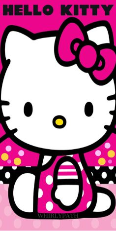 a hello kitty poster with polka dots on it