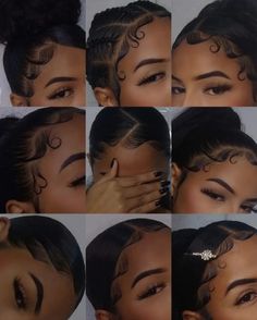 Fancy Curly Hairstyles Prom Short, Low Ponytail Hairstyles Curly Hair, Hairstyles With Hearts, How To Do Your Edges, Birthday Hairstyles Ideas, Short Naturally Curly Hair Styles, Hairstyle With Gel, Bun With Side Part, Ideias De Baby Hair