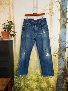 Best pair of broken in 90's wranglers! I love the softness and the distress in these.  Great fade! Tagged size 35x30 actual measurements: waist 35" inseam 30" rise 12.5" hips 21.5" across just under zipper leg opening 17" total total outside length 40 1/4" made in mexico, 100% cotton feel free to ask any questions! Retro Washed Blue Rigid Denim Jeans, Vintage Dark Wash Rigid Denim Pants, Vintage Pre-washed Cotton Jeans, Vintage Faded Pre-washed Jeans, Vintage Blue Pre-washed Jeans, Wrangler Jeans, Mens Jeans, Favorite Outfit, Bathing Beauties