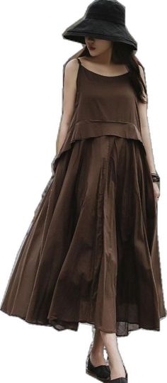 Casual Brown Sleeveless Maxi Dress, Cotton Brown Maxi Sundress, Brown Cotton Maxi Sundress, Brown Cotton Sundress Maxi Dress, Brown Cotton Maxi Dress, Casual Brown Linen Maxi Dress, Brown Linen Maxi Dress For The Beach, Brown Linen Maxi Dress, Brown Cotton Lagenlook Dress