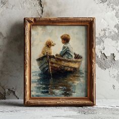 Vintage Boys Room Art, Boy and Dog on Boat Painting Download, Printable Wall Decor, Digital Print, Boys Nursery Artwork - Etsy Little Boy Rooms Ideas, Boys Bedroom Art, Vintage Ocean Nursery, Lake Theme Nursery, Vintage Coastal Nursery, Vintage Dog Nursery, Ralph Lauren Boy Nursery, Vintage Baby Nursery Ideas, Boy Vintage Nursery