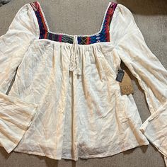 Adorable Lightweight And Flowy Oversized Boho Blouse That Is New With Tags! Bohemian Long Sleeve Tops For Vacation, Multicolor Long Sleeve Peasant Top For Beach, Casual Long Sleeve Tops For Festival, Multicolor Bell Sleeve Casual Tops, Cotton Long Sleeve Vacation Blouse, Casual Multicolor Bell Sleeve Tops, Long Sleeve Cotton Blouse For Vacation, Casual Long Sleeve Peasant Top For Beach, Casual Bell Sleeve Peasant Top For Fall