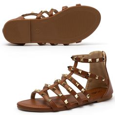 PRICES MAY VARY. Katliu gladiator sandals featured faux leather upper with perfect sewing and soft hand, hidden elastic on back strap for flexible fit Women gladiator sandal designed for daily wear and superior fit with adjustable two buckle closure with five fit settings These flat sandals covered with comfort insole with soft slightly padding for all day wear, and back zipper design for easy on and off High quality rubber outsole provides excellent flexibility and traction, keep you every step Adjustable Flat Faux Leather Sandals, Adjustable Strapped Synthetic Sandals, Adjustable Faux Leather Sandals For Vacation, Spring Strappy Faux Leather Sandals, Walking Daily, Flat Gladiator Sandals, Womens Gladiator Sandals, Wedding Summer, Work Party