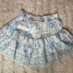 Worn Once! Good As New. Love Shack Fancy, White Skirt, Dream Clothes, Blue White, Color Blue, Womens Skirt, Size 2, Blue And White, Womens Sizes