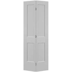 a tall white door with two panels on the front and one panel in the back