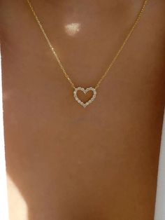 Free Returns ✓ Free Shipping✓. Rhinestone Heart Charm Necklace- Women Pendant Necklaces at SHEIN. قلادات متدلية, Preppy Jewelry, Jewelry Accessories Ideas, Girly Accessories, Classy Jewelry, Fancy Jewellery, Jewelry Essentials, Jewelry Lookbook