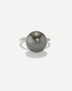 One of a Kind Large Tahitian Pearl Gumball Ring 18k White Gold – Irene Neuwirth Timeless Pearl Ring With Polished Finish For Formal Occasions, Formal White Gold Pearl Ring With Polished Finish, Timeless White Gold Pearl Ring With Polished Finish, Silver Pearl Ring With Polished Finish, Timeless Silver Pearl Ring With Polished Finish, Fine Jewelry Tahitian Pearl Ring, Luxury Silver Tahitian Pearl Ring, Classic Tahitian Pearl Ring For Anniversary, Formal High Luster Silver Pearl Ring