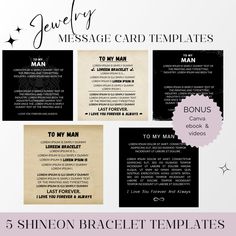 This listing is for POD ShineOn jewelry sellers looking for ShineOn Message Card Templates. 🌟 Elevate your ShineOn jewelry sales with our exclusive Men's Bracelet Message Card Template! 🌟 Crafted with love for ShineOn POD sellers, this editable template is your ultimate tool to add that personal touch to your stunning creations. Designed to perfection, our message card template ensures your customers receive not just a piece of jewelry but a heartfelt message tailored to their special moments. Shineon Jewelry, Bracelet Message, Message Cards, Men Bracelet, Message Jewelry, Men's Bracelet, Special Moments, Custom Necklace, Message Card