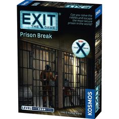 an exit the game prison break is shown in its box and it's open