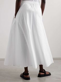 MATTEAU + NET SUSTAIN pleated organic cotton-poplin midi skirt Net Sustain, Cotton Poplin Top, Poplin Skirt, White Pleated Skirt, Cotton Midi Skirt, Latest Skirts, Poplin Top, Black Midi Skirt, Silk Twill