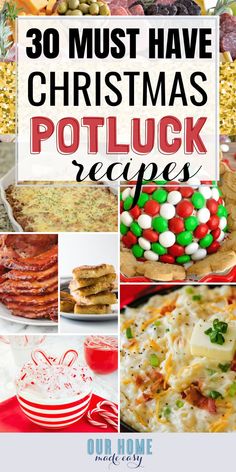 christmas potluck recipe collage with text overlay