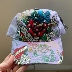 Lavender Trucker Hat True Ed Hardy Never Worn Bullseye Tattoo, Ed Hardy Hat, Lavender Hat, Don Ed Hardy, Camo Trucker Hat, Roddy Ricch, White Bucket Hat, Tie Dye Bucket Hat, Christian Audigier