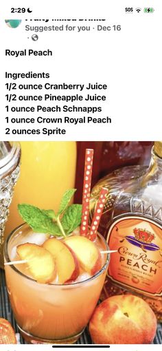 the recipe for this peach punch is shown