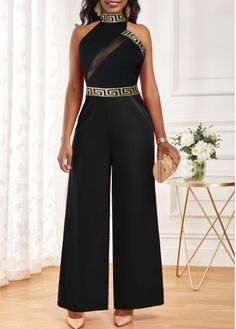 Color:Black;Size:XXL;Package Contents:1 X Jumpsuit;Occasion:Other;Style:Bohemian; Simple Jumpsuit Outfit, Evening Jumpsuits Classy, Jumpsuits Styles, After 5 Attire, Jumpsuit Styles, African Head Dress, Fancy Jumpsuit, Summer Jumpsuits, Leg Of Mutton Sleeve