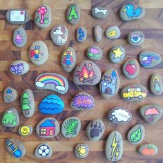 many rocks have different designs on them