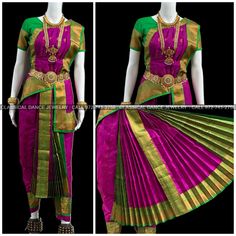 Design by Classical Dance Jewelry® ❥  Traditional Kuchipudi costume. ❥  Material - art silk ❥  Type : Traditional pant costume ❥  Size :  see below measurements ❥ ❥ ❥ ❥ ❥ Measurements: ( all the measurements approximately 1 margin buffer) ❥ ❥ ❥ PANT MEASUREMENTS: Pant Length: 33-34 inch Pant Waist: 30-31 inch Pant Hip: 33-34 ❥ ❥ ❥ BLOUSE MEASUREMENTS: Blouse length: 12 inch Blouse Shoulder length: 10 inch Blouse around Bust: 29-30 (extra margin) inch Blouse Lower Chest: 26 inch Blouse Sleeves length: 6-7 inch Blouse sleeve round: 9 - 10 inch  Set includes     ☛ Pant, Blouse, Dhavani, fans, seat bit ❇️ ❇️ ❇️ For Display purposes only, we used Jewelry. The price is only for a Dance costume. PLEASE NOTE ❥ ALL SALES ARE FINAL ✅ ❥ No Return/ No Exchange / No Cancellation! ❥ ❥❥ Disclaimer:  ❥ We Traditional Full-length Sets With Pallu, Traditional Full Length Sets With Pallu, Green Tilla Traditional Drape Set, Green Traditional Drape Set With Tilla Details, Bollywood Style Green Ceremonial Sets, Green Tilla Sets With Traditional Drape, Festive Green Full-length Sets, Traditional Full-length Wear For Diwali, Green Art Silk Sets For Ceremonial Occasions