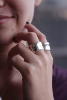 Unique Antique Engagement Rings, Wide Silver Band, Chunky Silver Rings, Unique Silver Rings, Morganite Diamond, Round Diamond Ring, Contemporary Ring, Antique Engagement