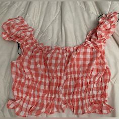 New With Tags. Size Medium Casual Spring Tops By H&m, H&m Red Tops For Summer, H&m Tops For Spring/summer, H&m Cropped Summer Tops, H&m Cropped Top For Summer, Plaid Top, Pink Plaid, Plaid Tops, H&m