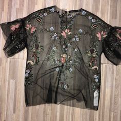 Embroidered Black Blouse, Never Worn Zara Top, Zara Black, Zara Tops, Black Blouse, Top Blouse, Blouses, Zara, Womens Tops, Women Shopping