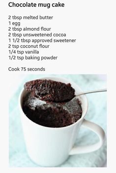 chocolate mug cake recipe in a white cup