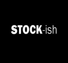 the word stock ish written in white on a black background