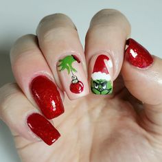 The Grinch Acrylic Nails, Grinch Nails Acrylic Short, Grinch Nail Designs Short, Xmas Nails Grinch, Cute Christmas Nails Grinch, Christmas Nails 2023 Grinch, Christmas Nail Grinch