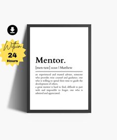 a black and white poster with the words mentor on it