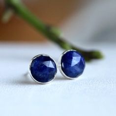 Blue Sapphire Stud Earrings. Handmade of beautiful Rose Cut Gemstones set in Sterling Silver.  MATERIALS: * sapphire * Sterling Silver * sturdy push backings * beautiful gift box + card about sapphire GEMSTONE SIZES: - 4x4 mm, tiny - 8x8 mm, medium - 10x10 mm, large MAKE A SET: Matching Gold Ring: https://etsy.me/3rGnlcF BLUE SAPPHIRE: ∙ September Birthstone ∙ 5th and 45th Wedding Anniversary Gemstone ∙ Talisman for Virgo, Gemini ∙ Throat Chakra (Vishuddha)/Third eye chakra (Ajna) Sapphire symbo Blue Round Stone Earrings For Gift, Blue Faceted Round Earrings, Blue Round Faceted Earrings, Hypoallergenic Sapphire Round Earrings, Nickel-free Sapphire Round Earrings, Faceted Round Sapphire Jewelry, Vishuddha Chakra, Blue Gemstone Earrings, Sapphire Stud Earrings