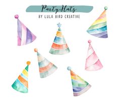 watercolor party hats by lula bird creative