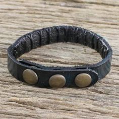 Bohemian Leather and Agate Bead Wristband Bracelet - Rock Walk | NOVICA Mothers Day Signs, Leather Wristband, Denim Jewelry, Leather Wristbands, Wristband Bracelet, Unique Bracelets, Fabric Bags, Leather Shops, Handcrafted Leather