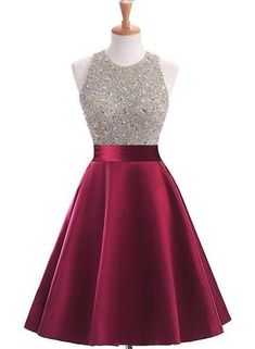 Fashion Knee-Length Open Back Satin Homecoming Dress With Beading, Short Party Dress on Luulla Satin Homecoming Dress, Short Party Dress, Dresses For Teens, Homecoming Dress, Mode Inspiration, Prom Gown, Dress With Bow, Knee Length Dress, Bridesmaid Dress