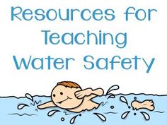 there is a book cover with an image of a boy swimming in the water and words reading resources for teaching water safety