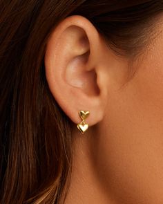 Gorjana Amour Earrings-Earrings-Vixen Collection Turquoise Birthstone, Earrings Stacking, Gold Heart Earring, Heart Earring, Gold Earrings For Women, Flat Back Earrings, Power Of Love, Ear Stack, 14k Gold Necklace