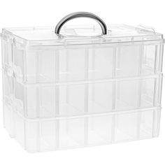 a large plastic storage box with two handles