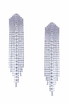 Dazzling crystals shine brightly on these dramatic drop earrings that make a perfect party or wedding statement. - 4 1/2” drop - silver setting Krista Horton, Night Out Party, Perfect Night, Drop Earring, Perfect Party, Night Out, Ceiling Lights, Drop Earrings, Crystals